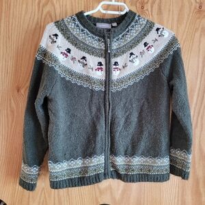 Vintage Croft & Barrow Christmas Silk Blend  Sweater Petite M Cardigan Women
